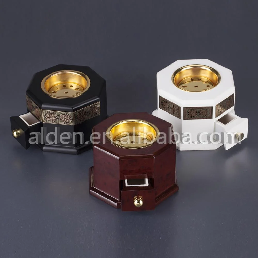 Best selling wooden high quality glossy lacquer finish drawer arabic incense burner
