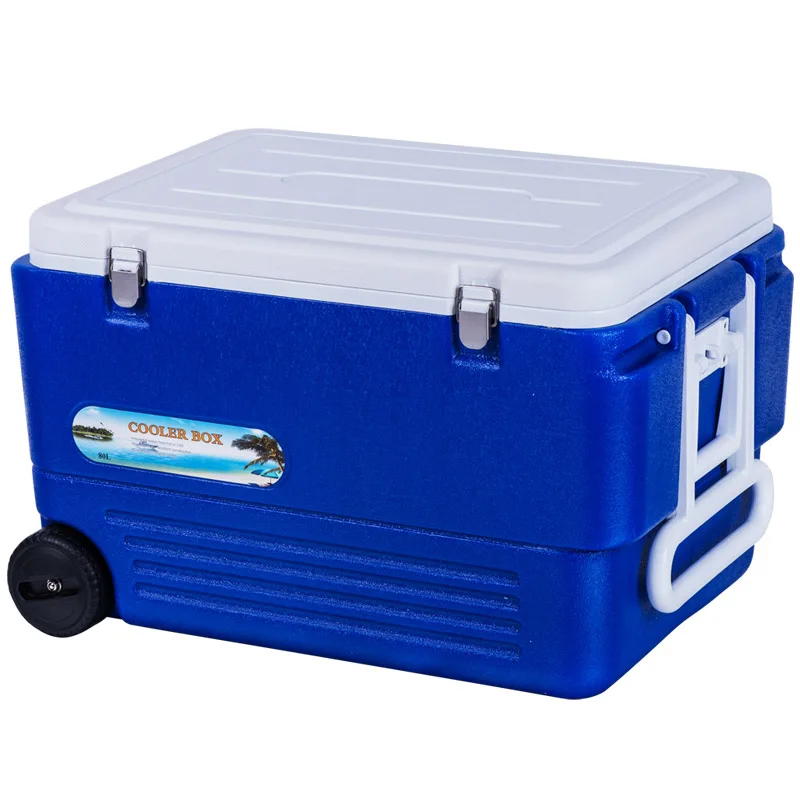 80 Liter Ice Chest Wheel Blue Fishing Party Cooler Big Portable Plastic Roller Cooler Box With Wheels