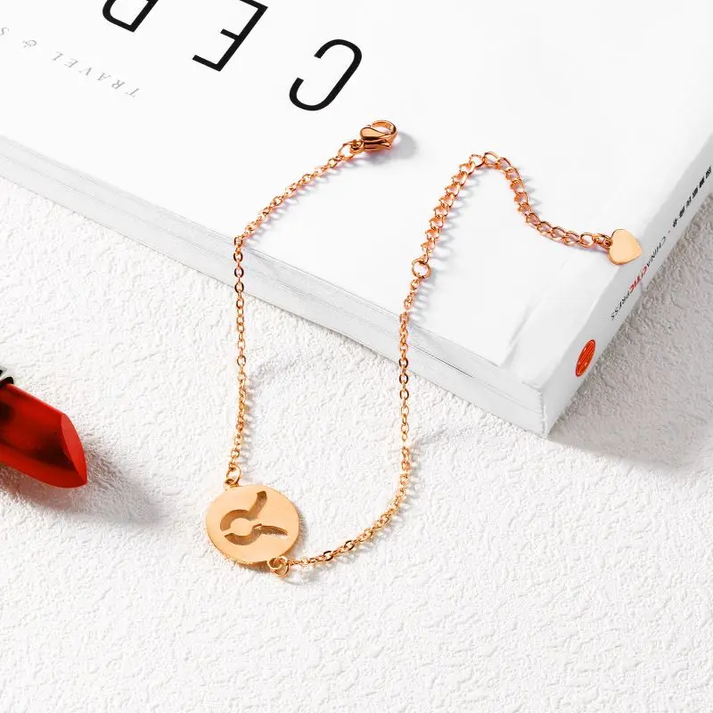  Мода женщин розовое золото 12 Созвездие Знак зодиака браслет