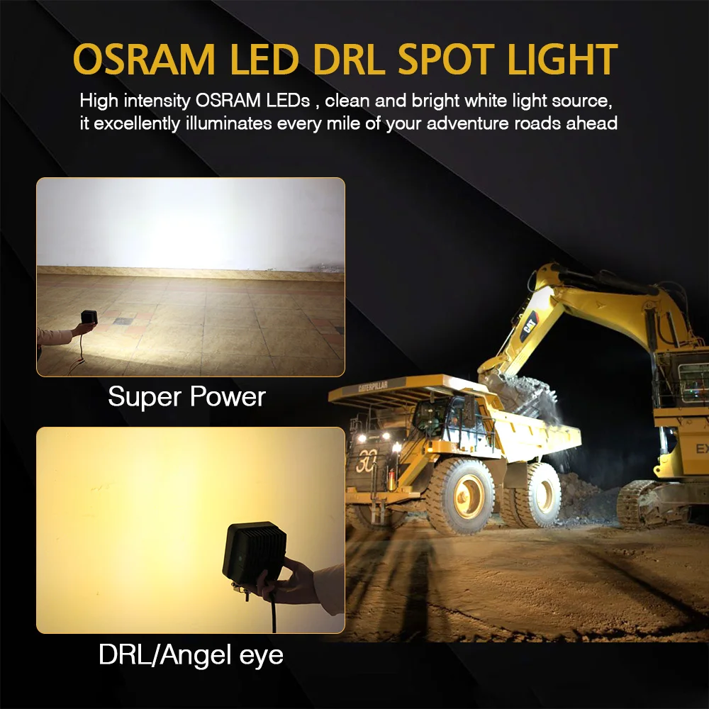 60w 7D Reflector Square 48w Amber Angel Eyes led work light,12v 24 Volt Safety Fog Work Led Forklift Light