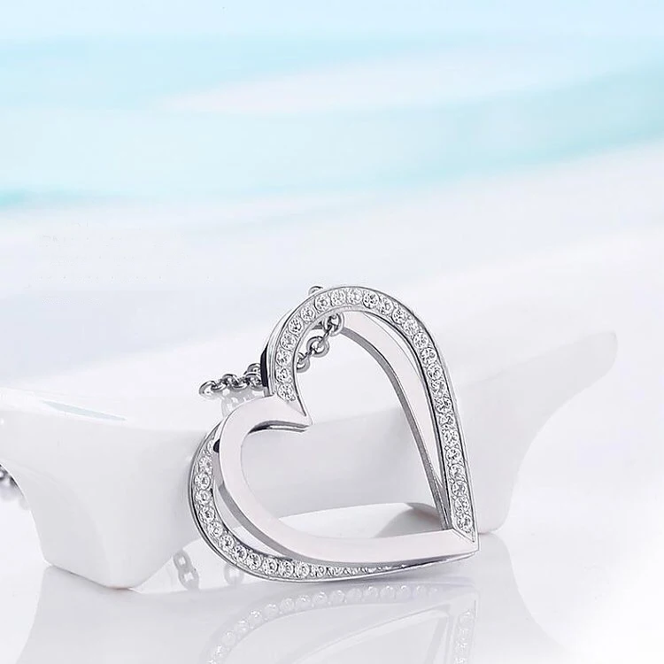 2020 Popular Double Solid Heart Shape Necklace 316L Stainless Steel Pendant Love Necklace