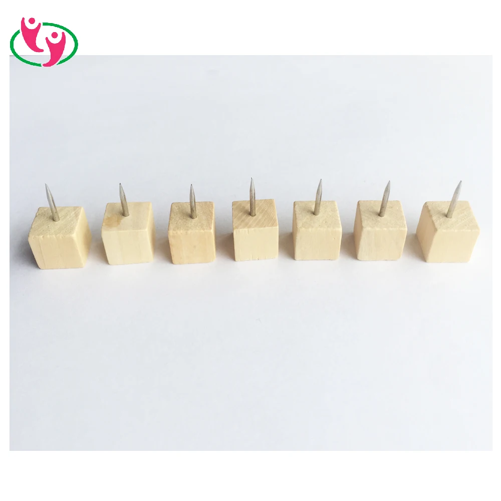 Quality Square Cube Shape Wooden Map Push Pin