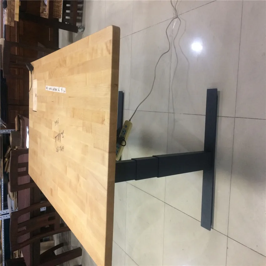 Lifting table whole solid wood for tabletop  leg with double motor three-section type