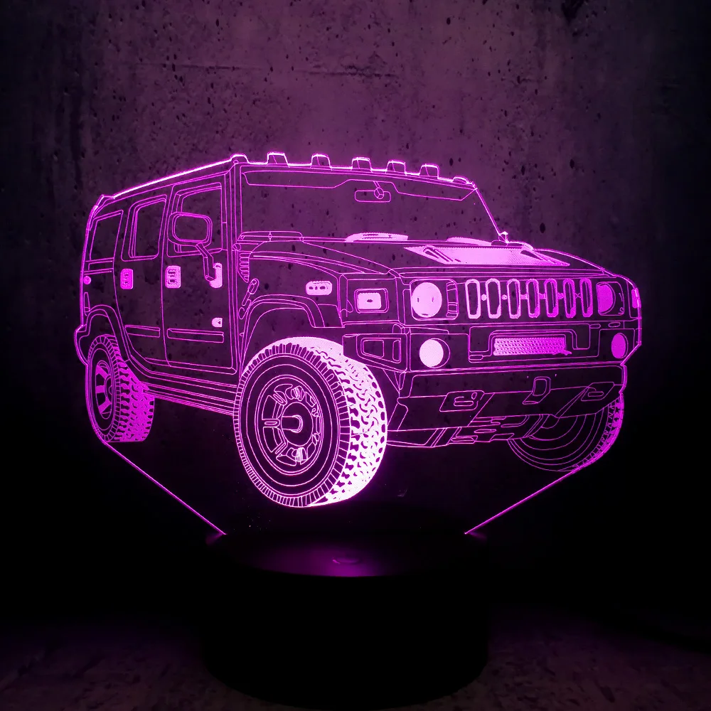 Hummer shape LED lamps 3D Illusion night light car fans gifts room decor desk exhibition table display boys moon lights