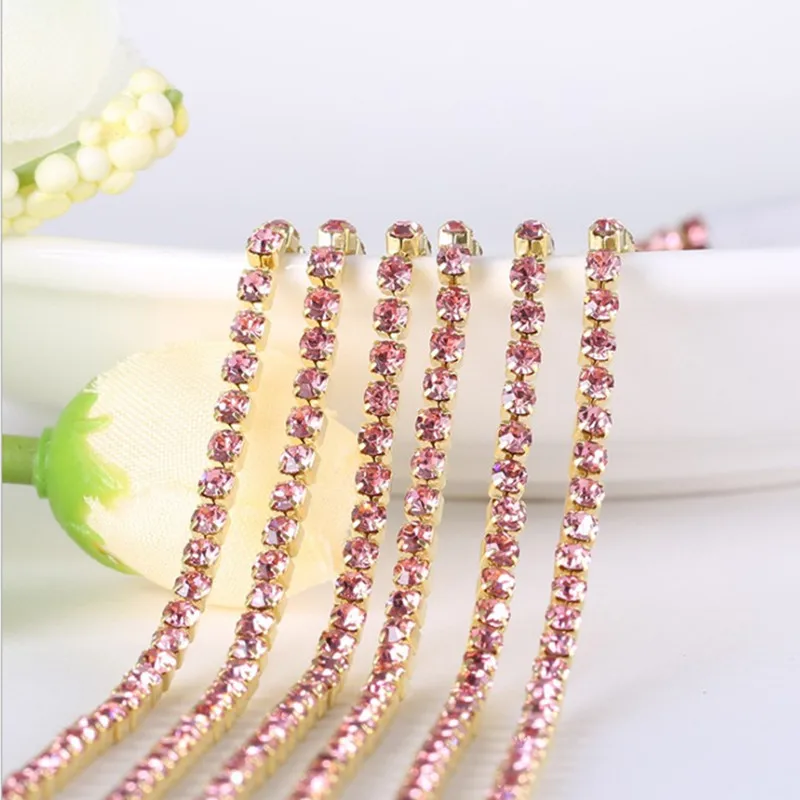 
Hot sale SS16 sapphire rhinestone cup chain/crystal 2mm rhinestone cup chain 