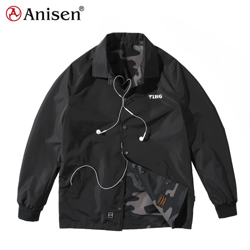 Reversible Men Casual Camouflage Outdoor Waterproof Streetwear Jacket Trainers