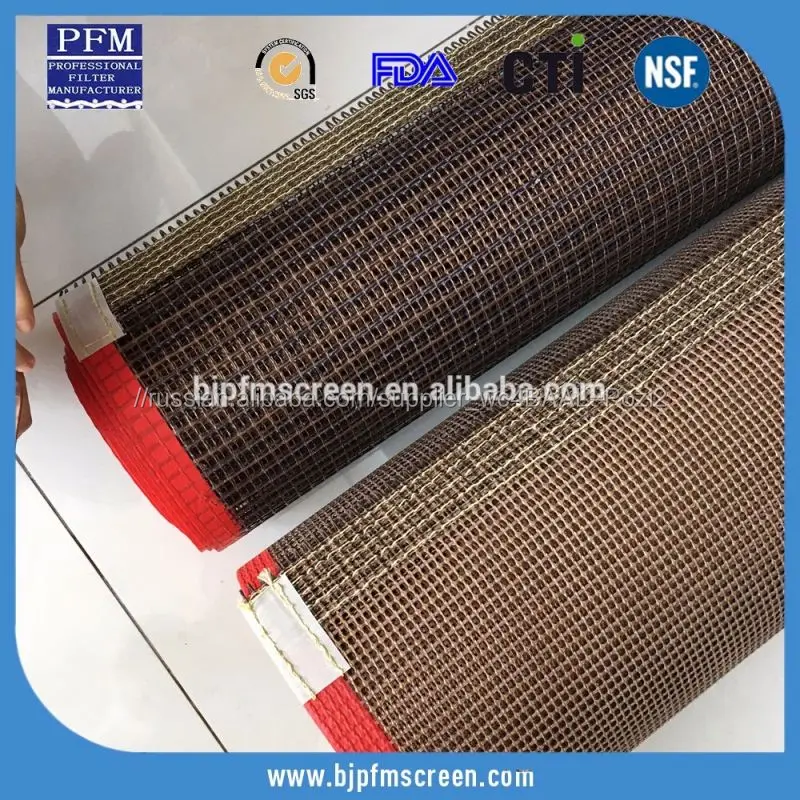 Высокое качество пищевого индивидуальные тефлона ptfe покрытием из стекловолокна открыть сетка конвейерная лента