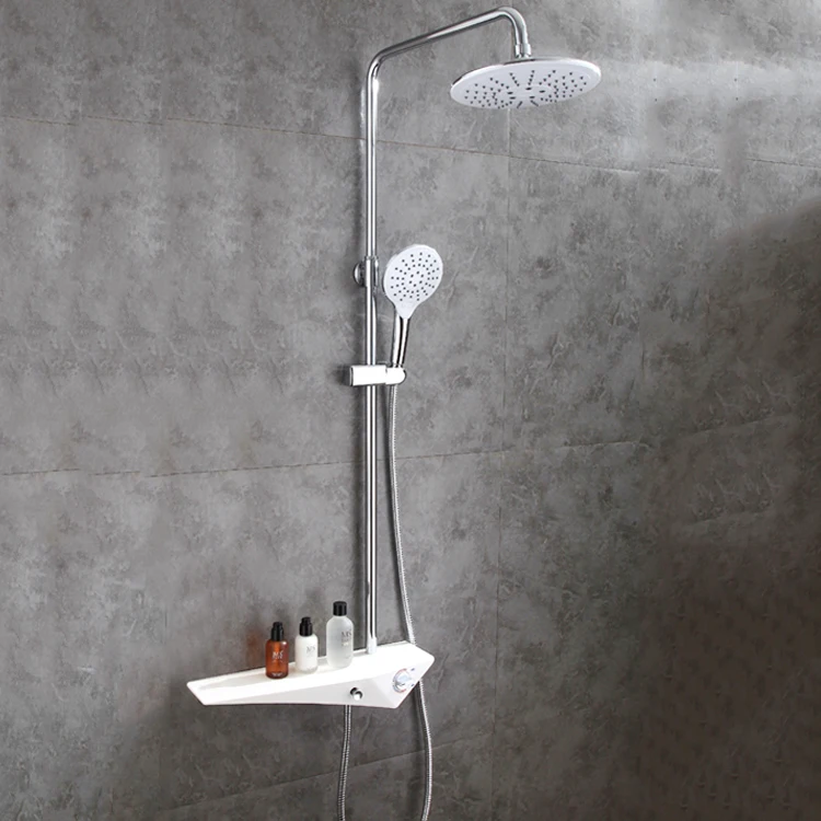 Silver Bathroom Shower Head and Cold Shower Mixer in Wall Mounted Rainfall Shower Set