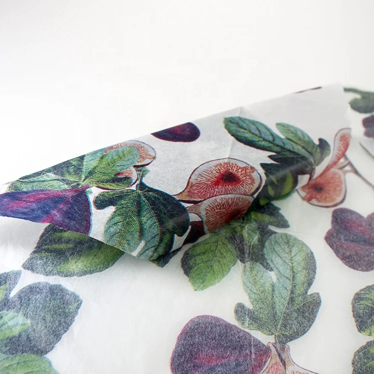 Элегантная подарочная упаковочная бумага FSC фиолетового цвета с принтом растений для женской одежды