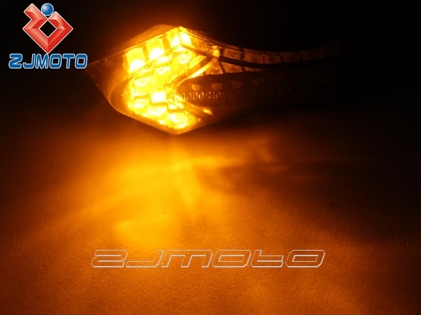 E-marked Approved ZJMOTO Motorcycle 12V LED Signal Light Turn Lamps With Smoke Lens Red+Amber Indicator Blinker For 8mm Bikes