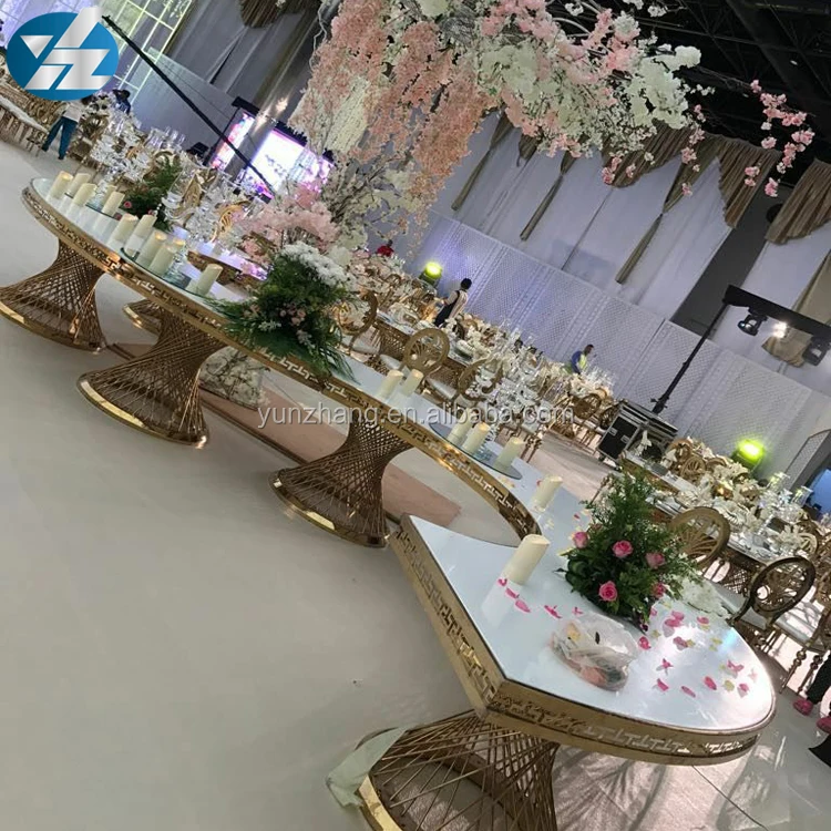 Half Round Shape Stainless Steel Legs Hotel Dining Banquet Table