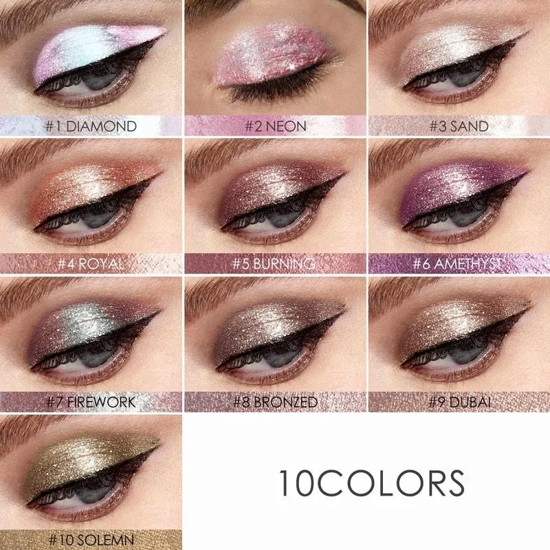 
Focallure Famous Brand New Luster Dazzling 10 Colors Fashion Glitter Eyeshadow Natural Organic Women Cosmetics 