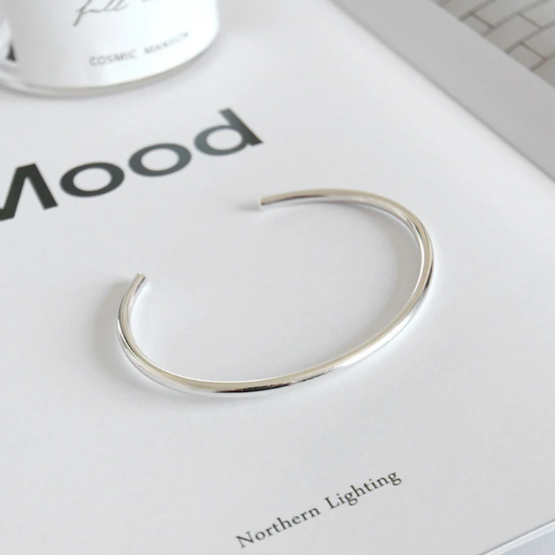 Factory Price 100% 925 Sterling Silver Bangle Fashion Minimalism Open Bangle Bracelets Fine Jewelry for Female