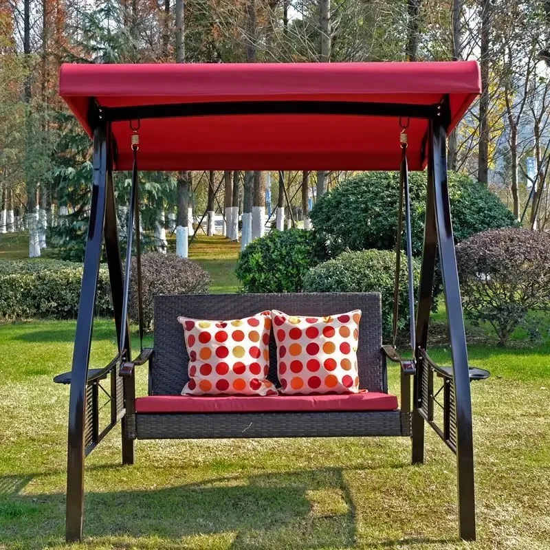 Wholesale garden courtyard furniture 2 seater durable canopy rattan swing chair