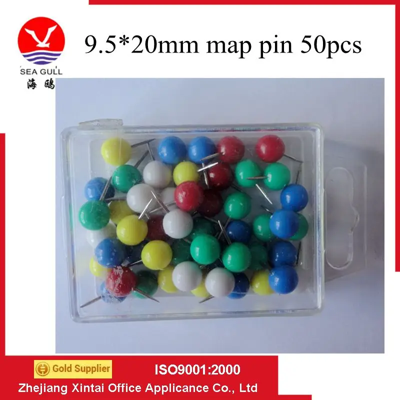 50pcs bright color ball head map pin push pin /thumb tack
