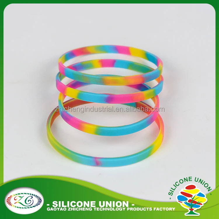 One Direction silk rpint thin rainbow color rubber silicone wristband silicone bracelet