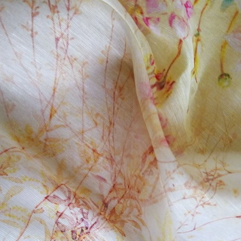 
custom printed linen silk linen fabrics 