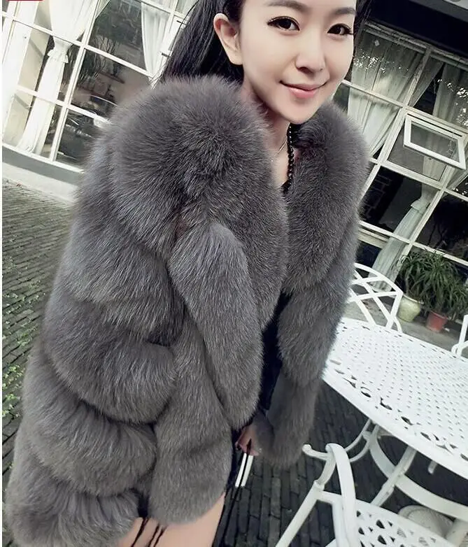 Wholesaler Rabbit short Fur Trench Coat &jacket V-neck Solid Colored black blue 3xl wholesaler