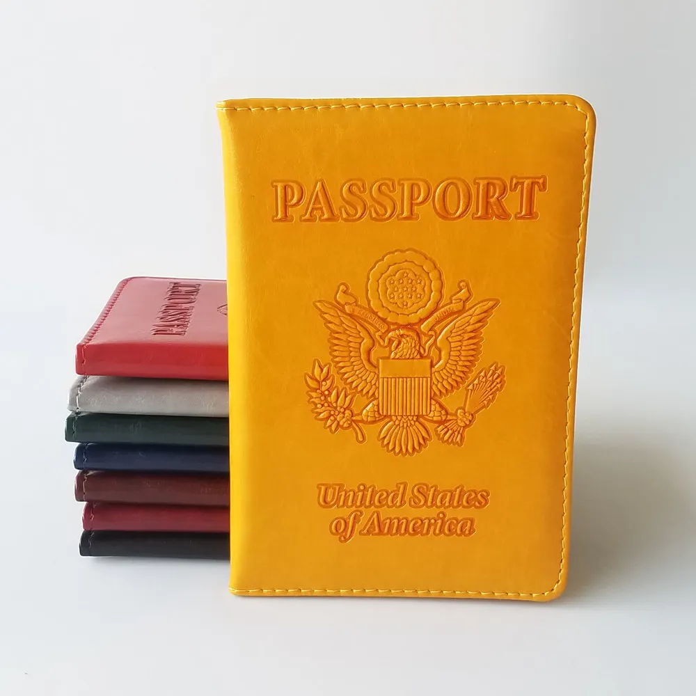 Wholesale PU leather embossed USA national emblem passport cover