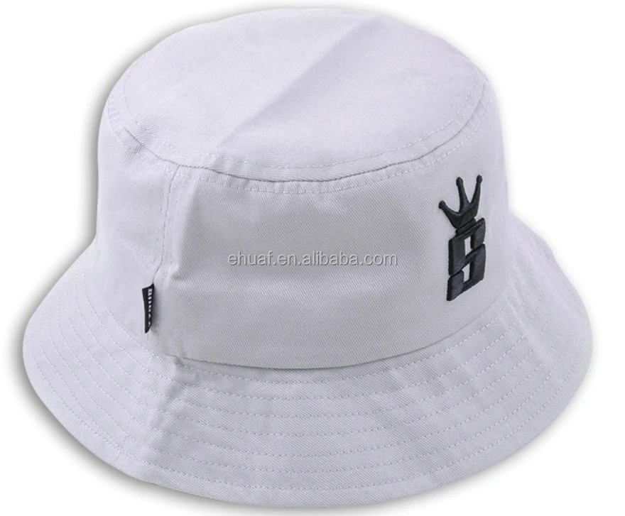 Cotton chino twill customize white 3D embroidery bucket hat