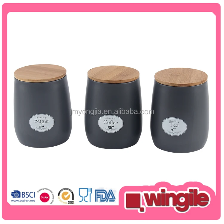 New Design bread display box and Higher body Canister Set with bamboo lid