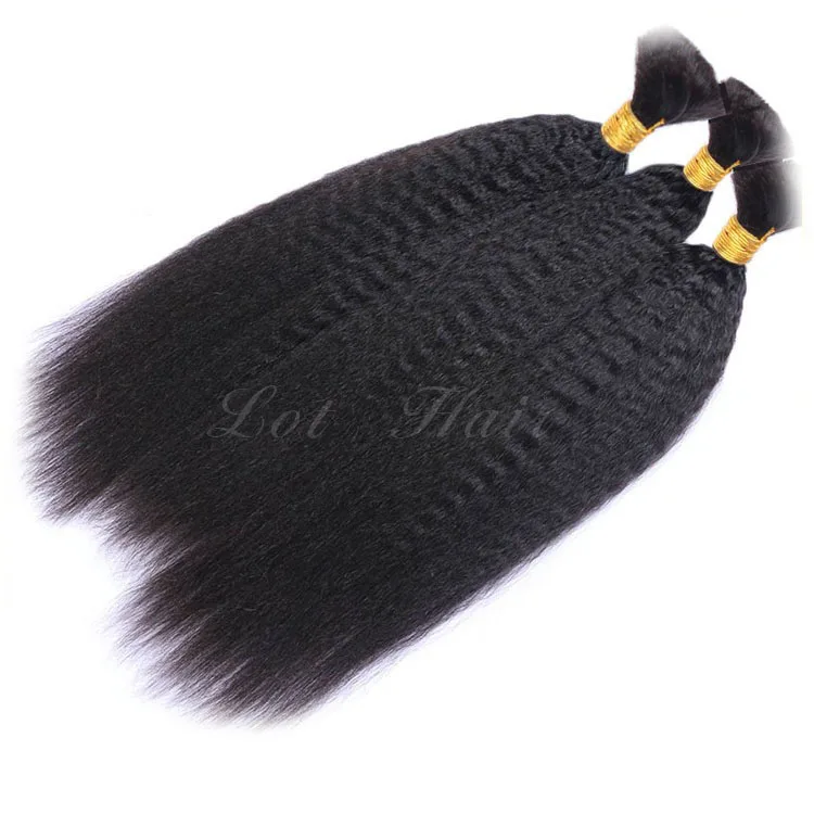 High quality 100% human virgin remy kinky straight bulk hair for braiding