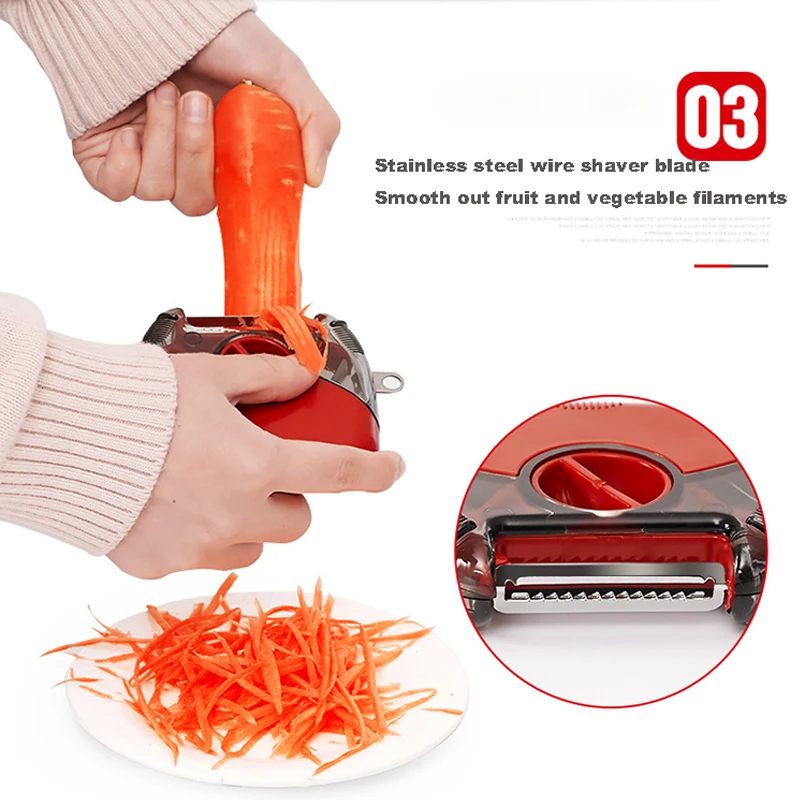 Kitchen Multi Function 3 Blades Orange Tomato Rotary Vegetable Fruit Peeler Potato Peeler Stainless Steel Carrot Peeler