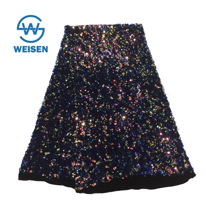 Wholesale And Special Embroidery Chiffon Copper Lace 5 Yard Velvet Sequin Fabric