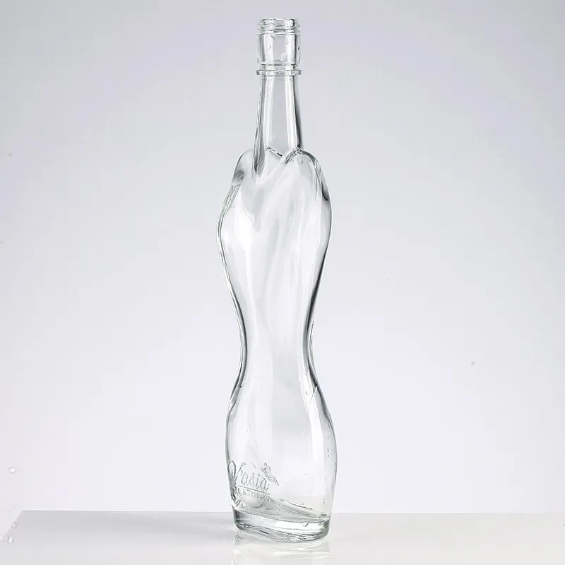 Short Neck Cylindrical Shape 750 ml Liquor Glass Bottle Transparent Simple Smooth