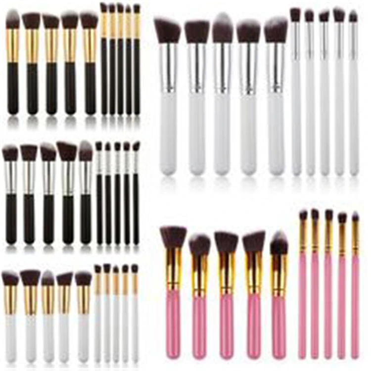 10pcs brown vegan foundation brush set makeup brush with bag