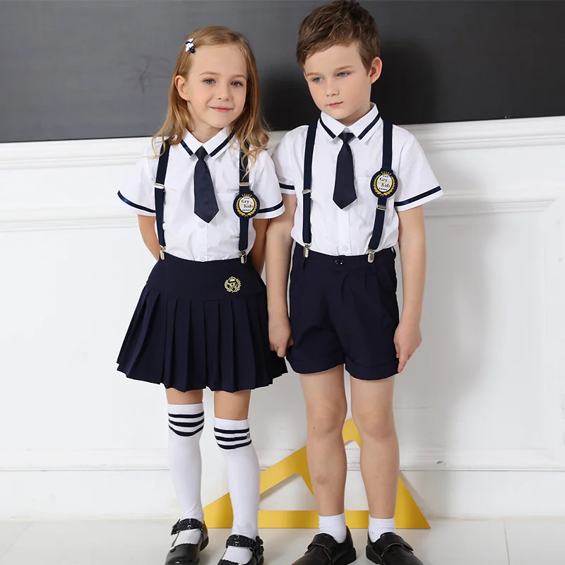 
Школьная форма Детская рубашка с коротким рукавом и галстуком 