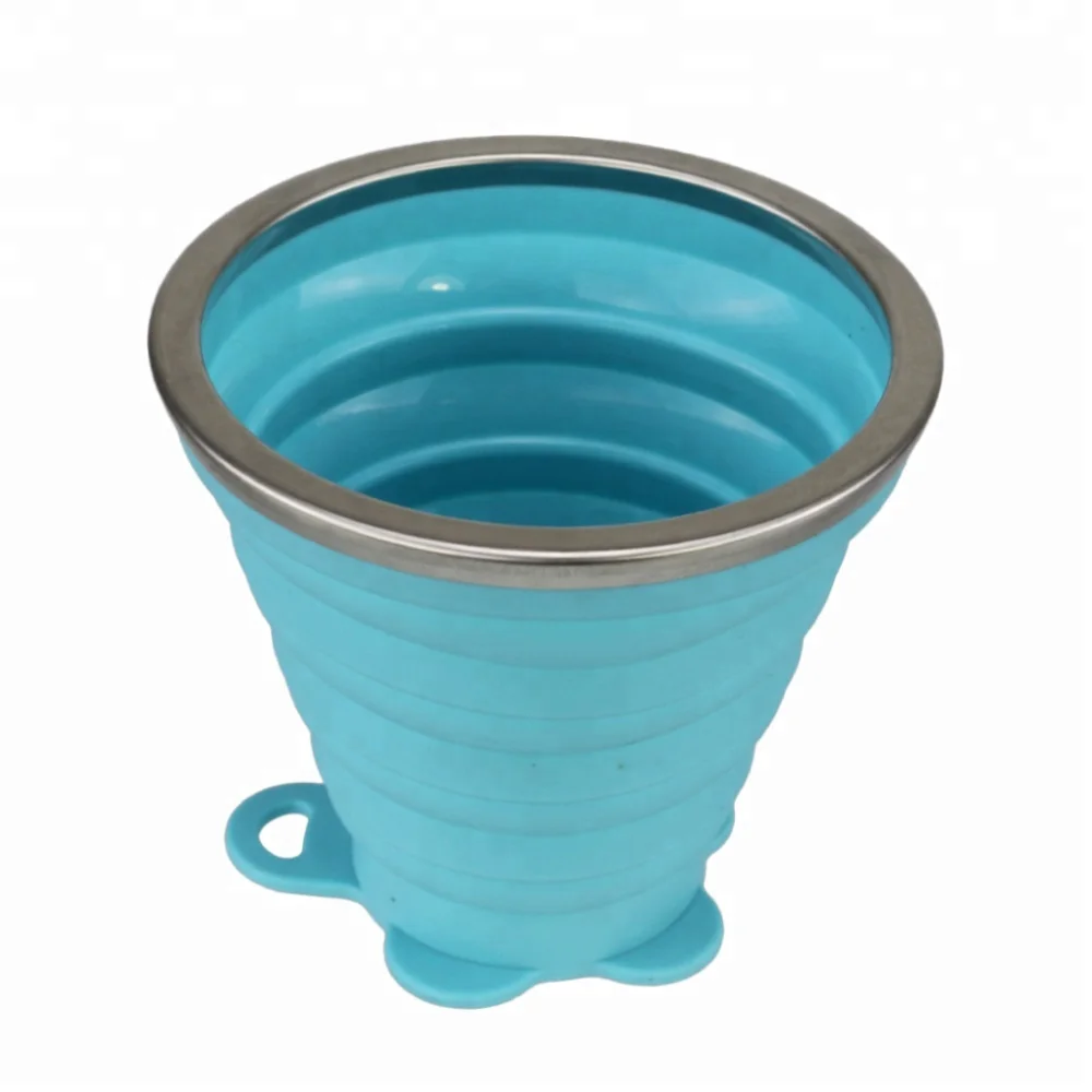 Hot selling promotion color folding eco friendly collapsible silicone cup with lids