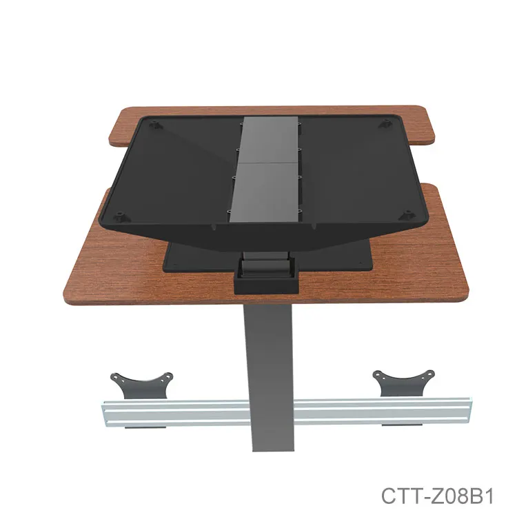 Variable height of compute desktop stand up workstation sit to stand desk riser with dual monitor arm