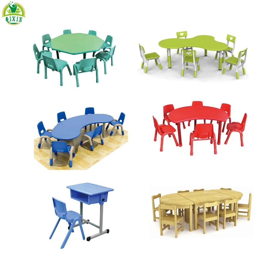 factory moon table cheap kids furniture market in china wholesale kindergarten decorations childcare plastic tables and chairs