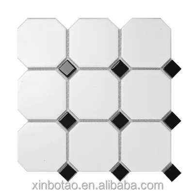 
Octagonal hexagon black and white ceramic mosaic tile porcelain bathroom floor tiles 