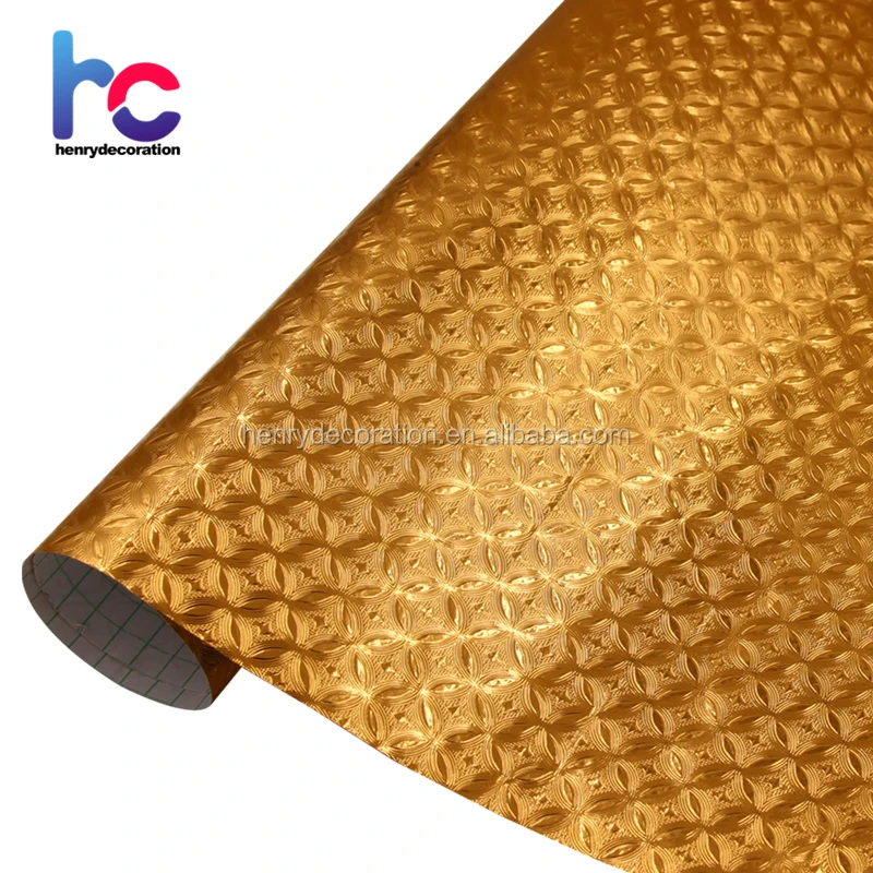 Gold Color Self Adhesive Vinyl Contact Paper, Self Adhesive Foils for Home furniture