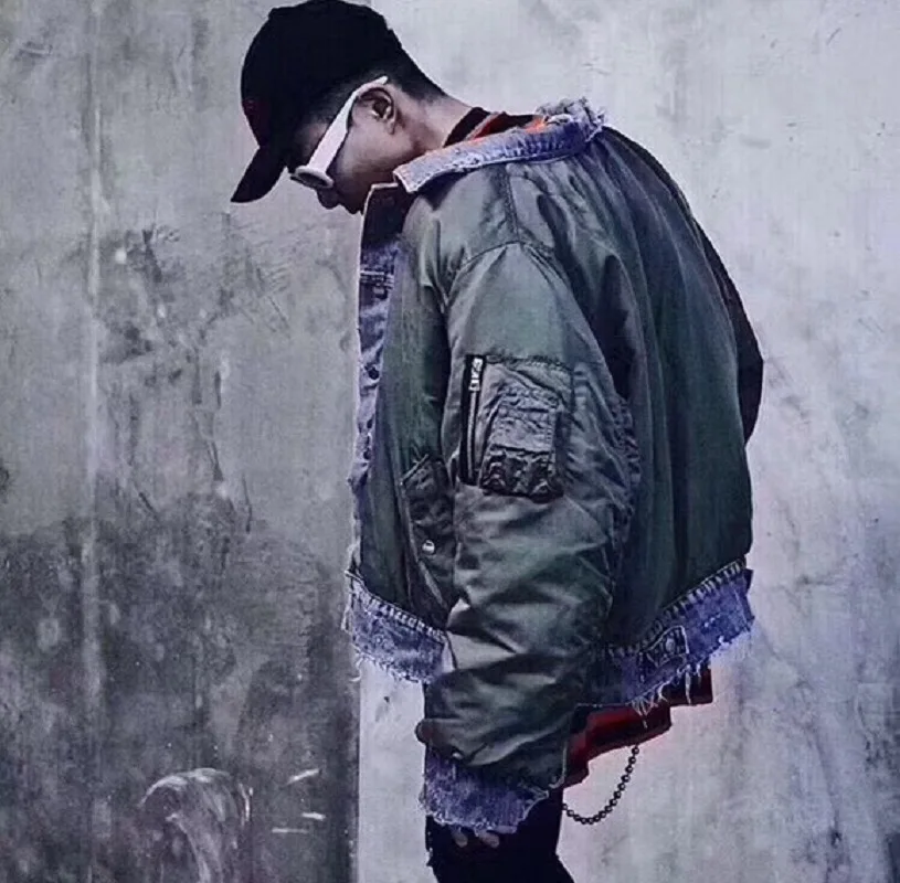 OEM private label contrast collar denim jacket