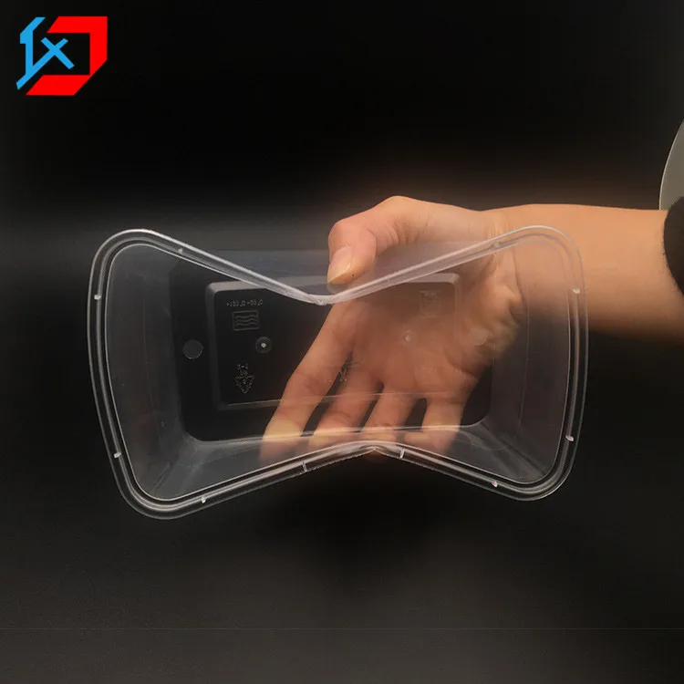 Customize various size 10 inch pp transparent plate with compartment food lid meal tray packaging box