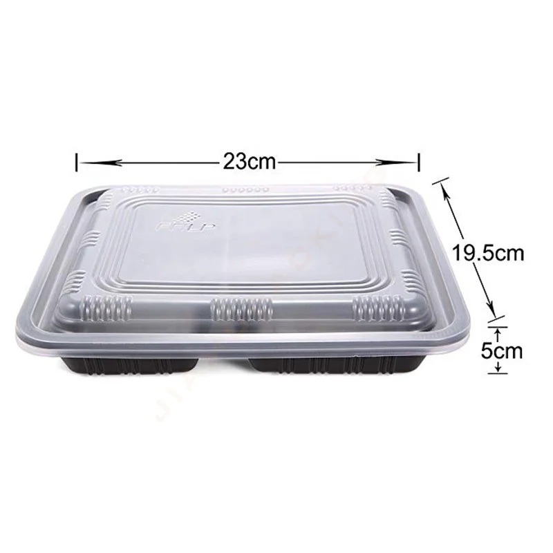 Factory Microwave Disposable Food Container, Takeaway Black Disposable Plastic Food Container with Lid