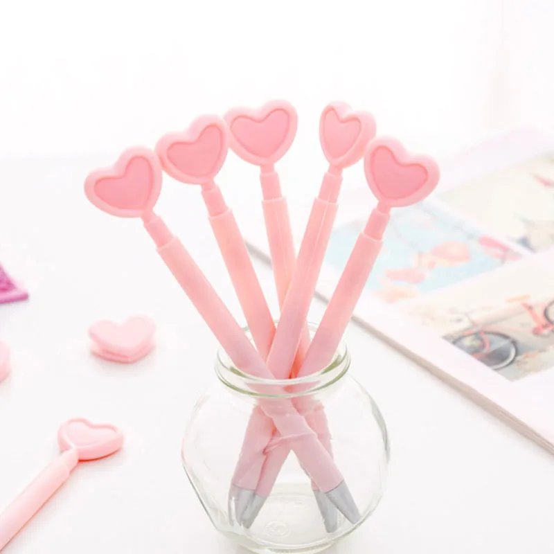
2020 Customize Logo Novel Pink Gel Pen Girl Kawaii Heart Gel Pen 