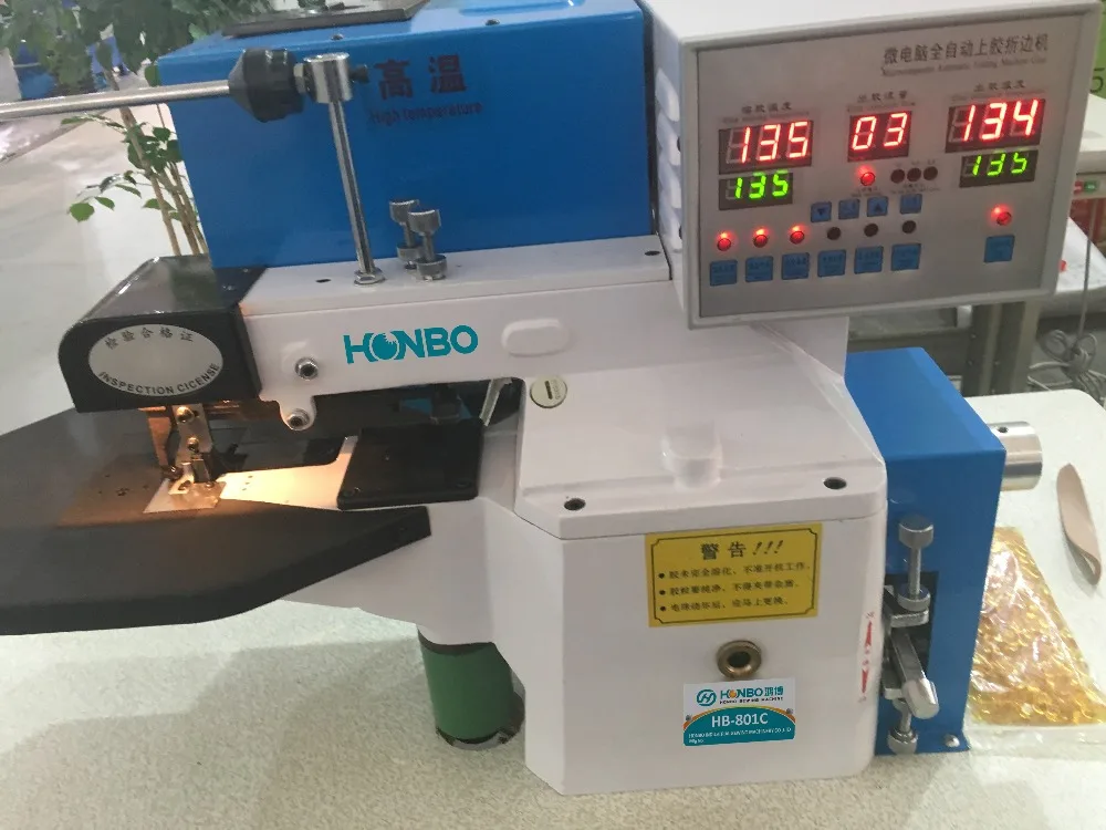 HB-801C industrial mico-computer automatic therm cementing edge folding gluing leather shoe gule machine