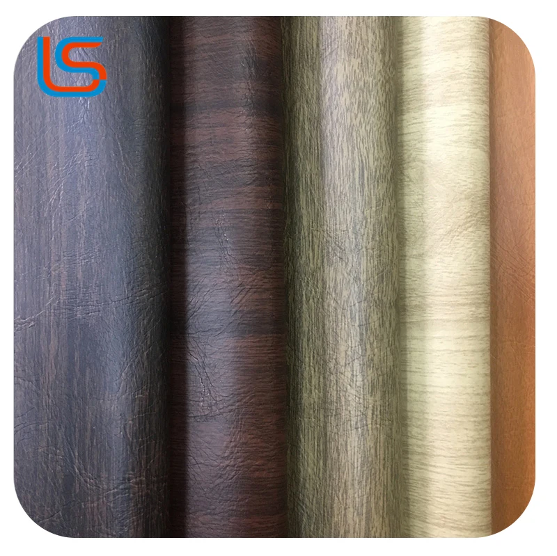 
2020 hot sale 1.0mm thickness looped terry fabric backing two tones antique finish wood grain pvc sofa artificial leather 