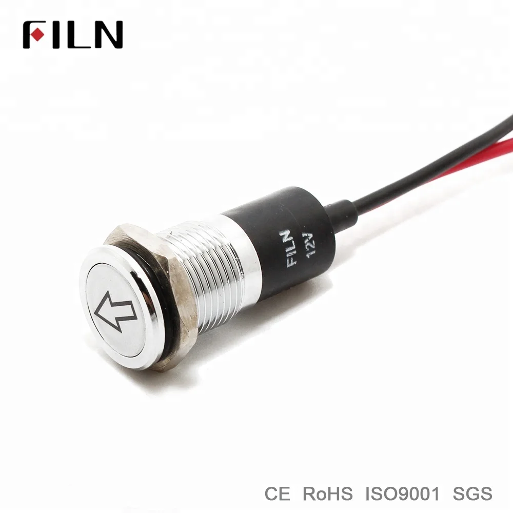 NEW 14mm 16mm 19mm waterproof IP67 12v Battery power symbol indicator light auto car warning lamp with 20cm wire