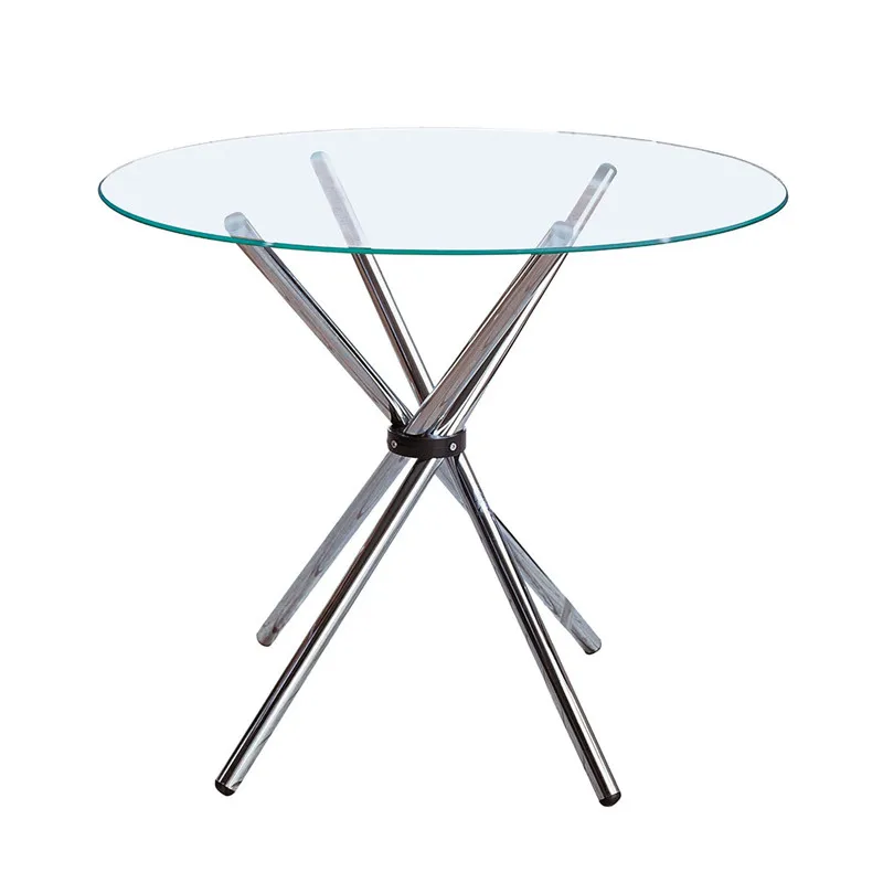 Round Chromed Clear Glass cheap dining tables for sale
