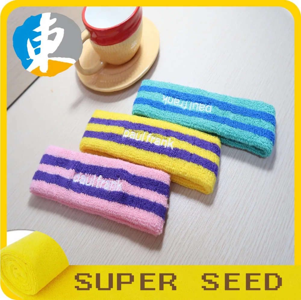 Cotton terry embroidery headband with custom logo