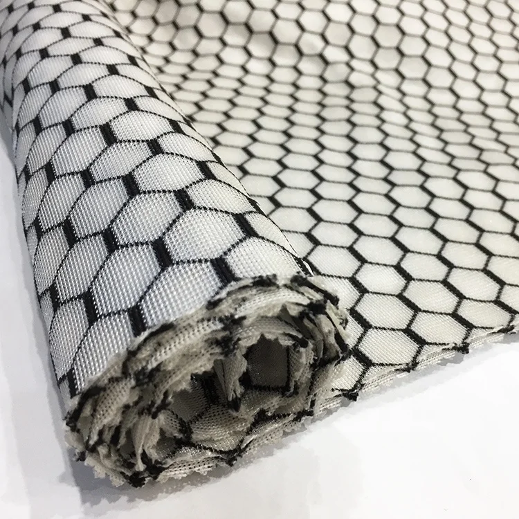 Honeycomb Pattern Black White 100% Polyester Backpack 3D Air Mesh Fabric