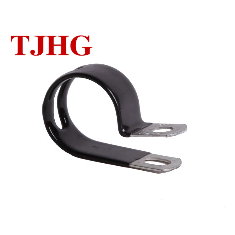 
High pressure Galvanized steel two holes fixing all size P type Rubber Hose Clamp 