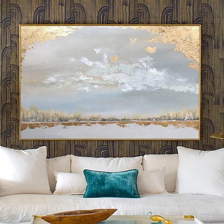 
Wholesale Handmade Framed Abstract Glod Oil Painting Wall Picture Art Canvas Acrylics 