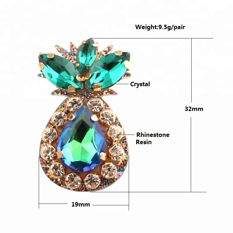 
NeeFu WoFu Crystal Long Earrings Big pineapple Earrings For Women Large Resin Brincos Brand earrings Ear Jewelry Gift 