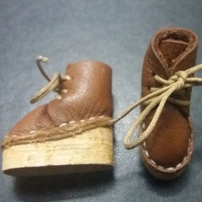Handmade 100% real leather 3.8cm doll shoes for 12 inch Blythe Mini Size Doll Boots